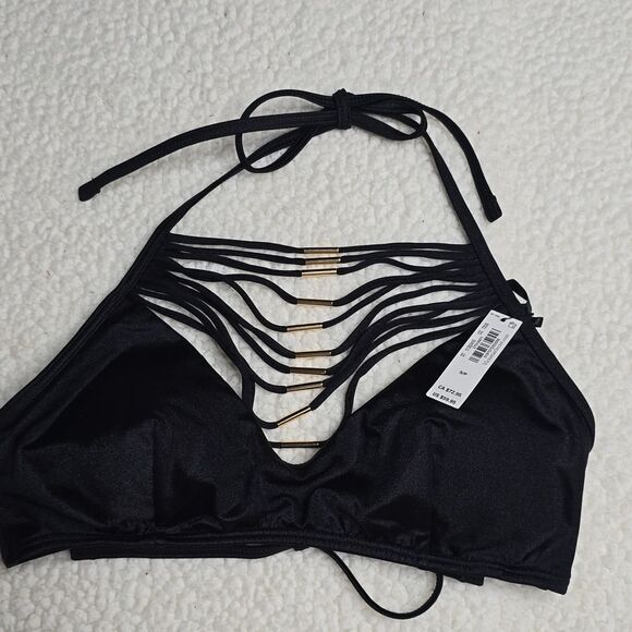 1201 NWT Victoria's Secret Swim Archives Strappy Hardware Halter Bikini Top SM - Picture 2 of 6